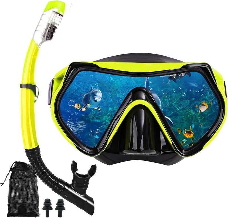 DIPUKI Snorkeling Gear for Adults, Dry Snorkel Mask Set, Scuba Diving Snorkle mask Set Adult, Panoramic Wide View Anti-Fog Dive mask, Swimming Diving Snorkeling Packages - Image 1